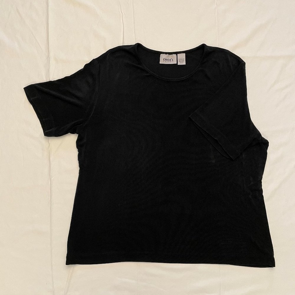 Black Chico's Travelers T-Shirt Size 3